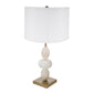A&B Home 14" x 26" Bundle of 8 White and Gold Three Tiered Round Table Lamp with Drum Shade