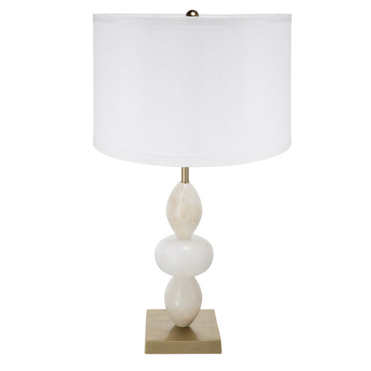 A&B Home 14" x 26" Bundle of 8 White and Gold Three Tiered Round Table Lamp with Drum Shade