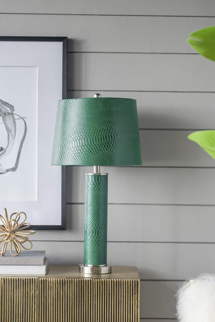 A&B Home 14" x 27" Bundle of 15 Green Crocodile Textured Faux Leather Table Lamp