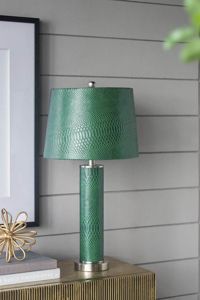 A&B Home 14" x 27" Bundle of 15 Green Crocodile Textured Faux Leather Table Lamp