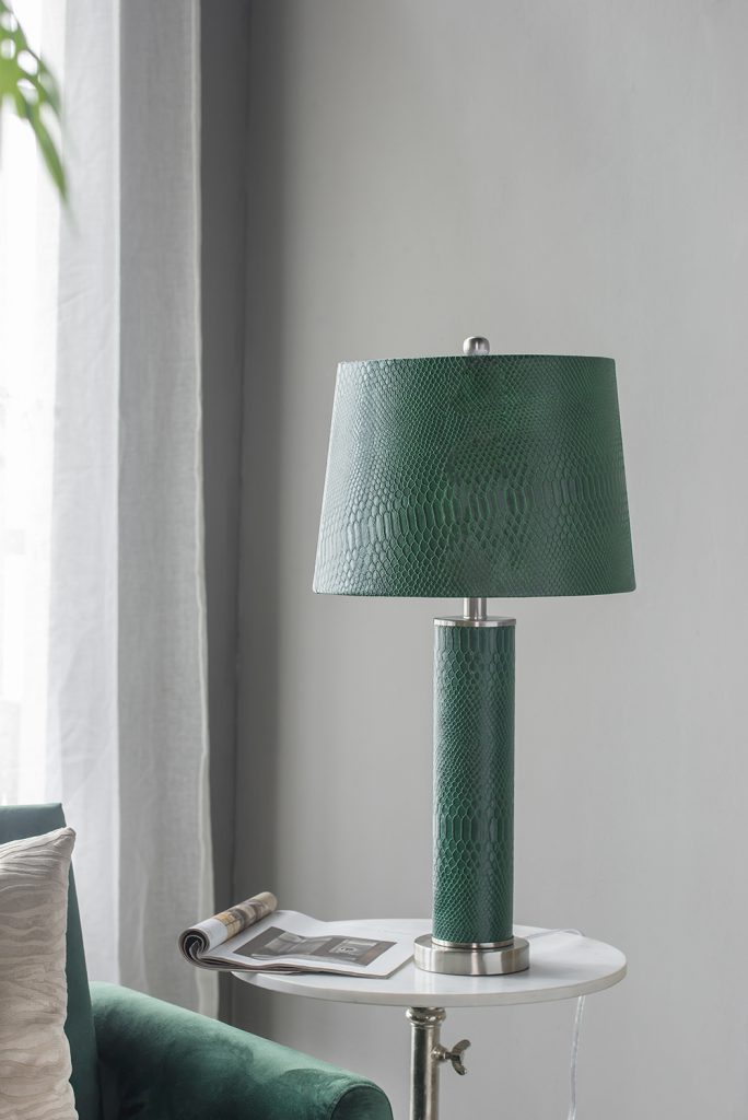A&B Home 14" x 27" Bundle of 15 Green Crocodile Textured Faux Leather Table Lamp