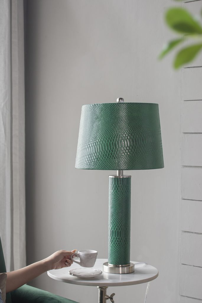 A&B Home 14" x 27" Bundle of 15 Green Crocodile Textured Faux Leather Table Lamp