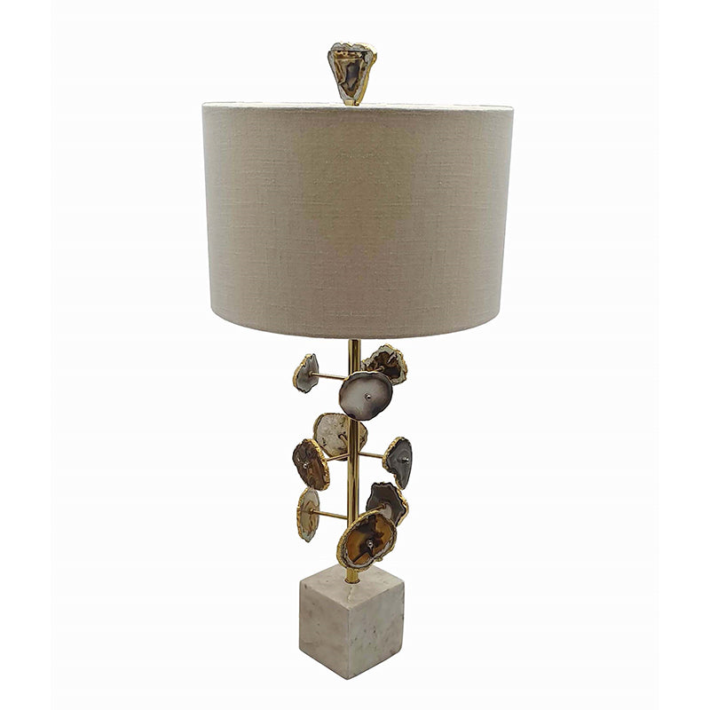 A&B Home 14" x 28" Bundle of 10 Brass & Agate Table Lamp With Shade