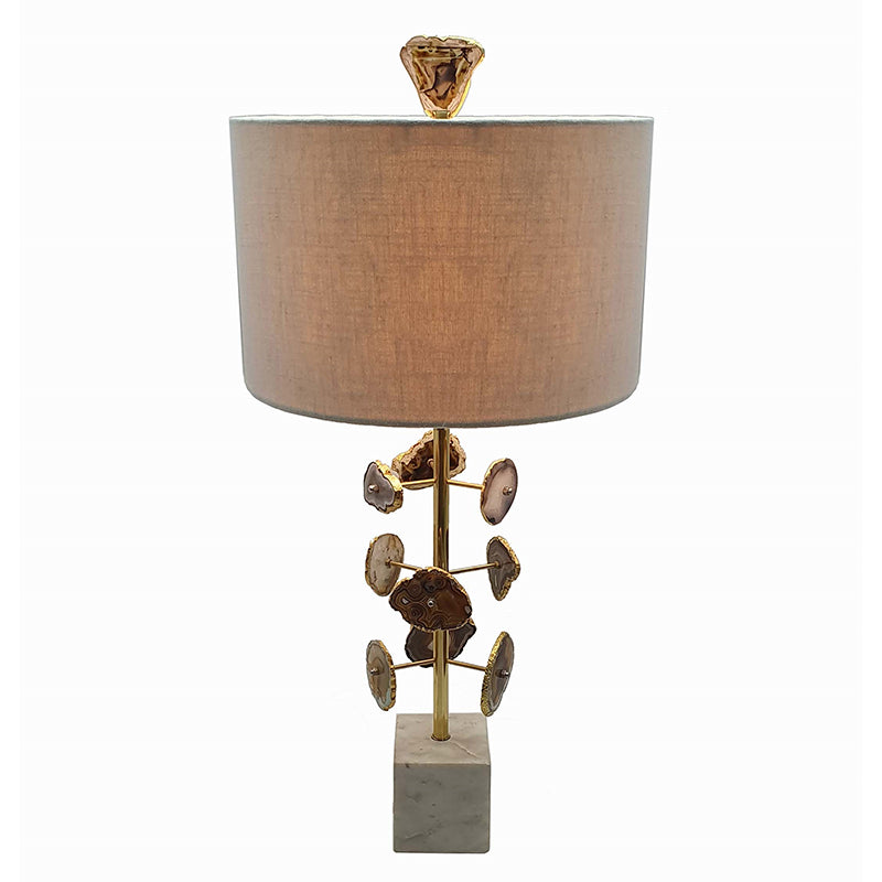 A&B Home 14" x 28" Bundle of 10 Brass & Agate Table Lamp With Shade