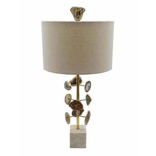 A&B Home 14" x 28" Bundle of 10 Brass & Agate Table Lamp With Shade