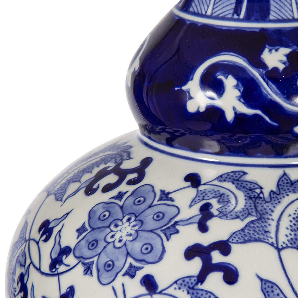 A&B Home 14" x 28" Bundle of 18 Blue and White Round Ceramic Vase Lamp