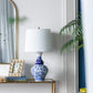 A&B Home 14" x 28" Bundle of 18 Blue and White Round Ceramic Vase Lamp
