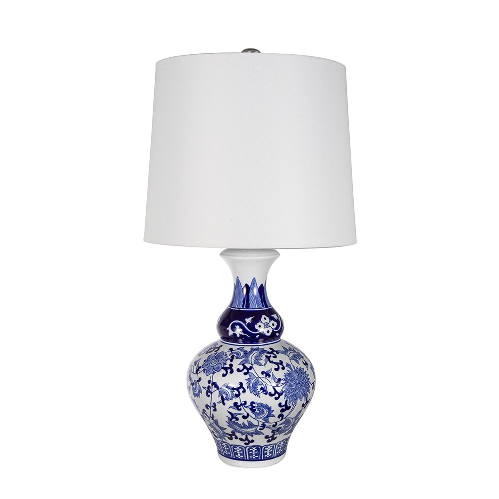 A&B Home 14" x 28" Bundle of 18 Blue and White Round Ceramic Vase Lamp
