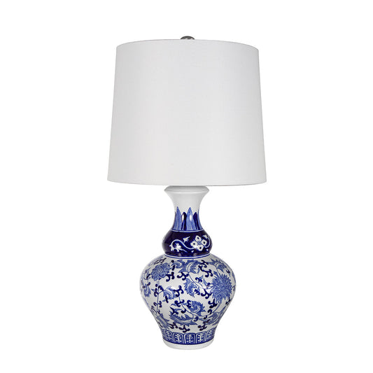 A&B Home 14" x 28" Bundle of 18 Blue and White Round Ceramic Vase Lamp