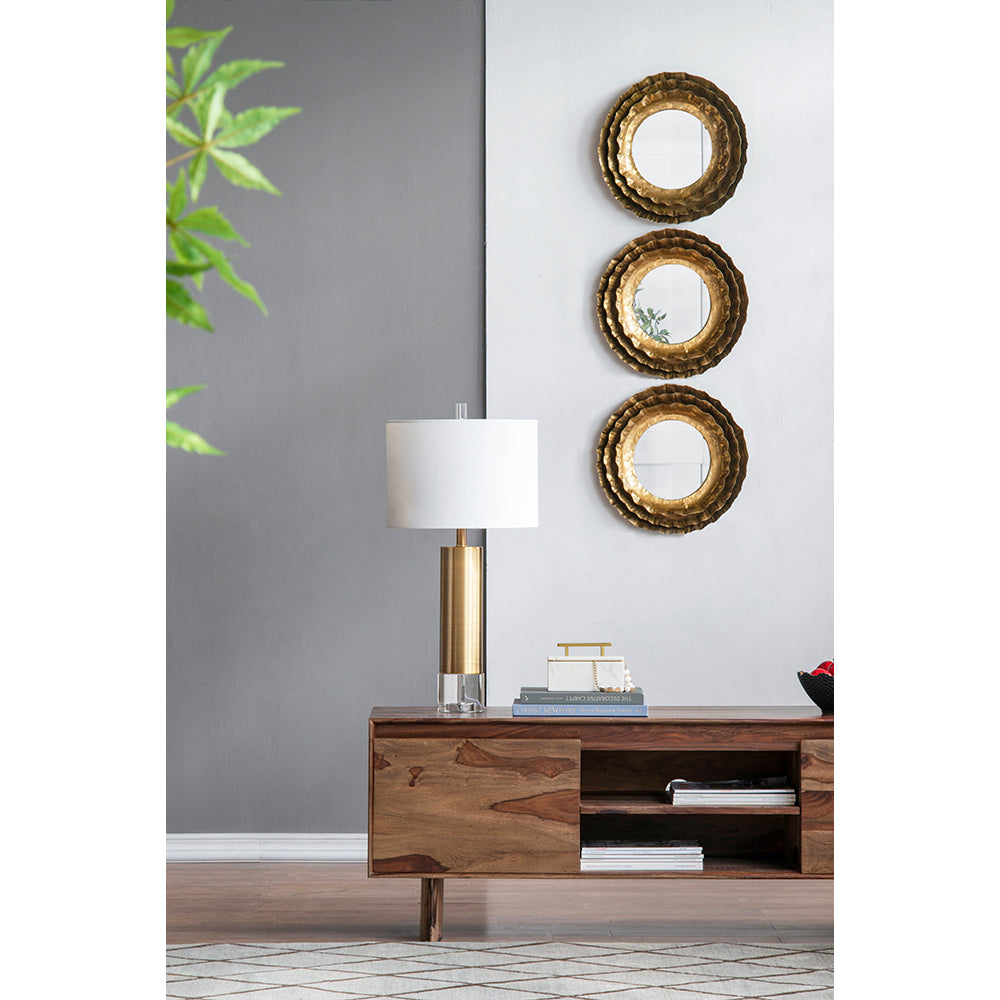 A&B Home 14" x 28" Bundle of 7 Gold Metal Table Lamp With Crystal Base