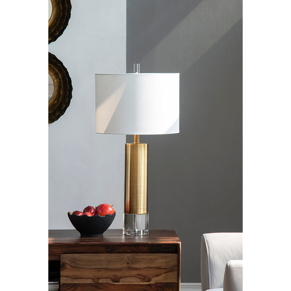 A&B Home 14" x 28" Bundle of 7 Gold Metal Table Lamp With Crystal Base