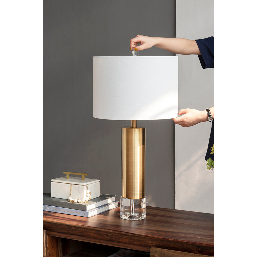 A&B Home 14" x 28" Bundle of 7 Gold Metal Table Lamp With Crystal Base