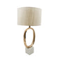 A&B Home 14" x 29" Bundle of 16 Oval-Shape Gold Cut-Out Metal Table Lamp with Cream Linen Shade