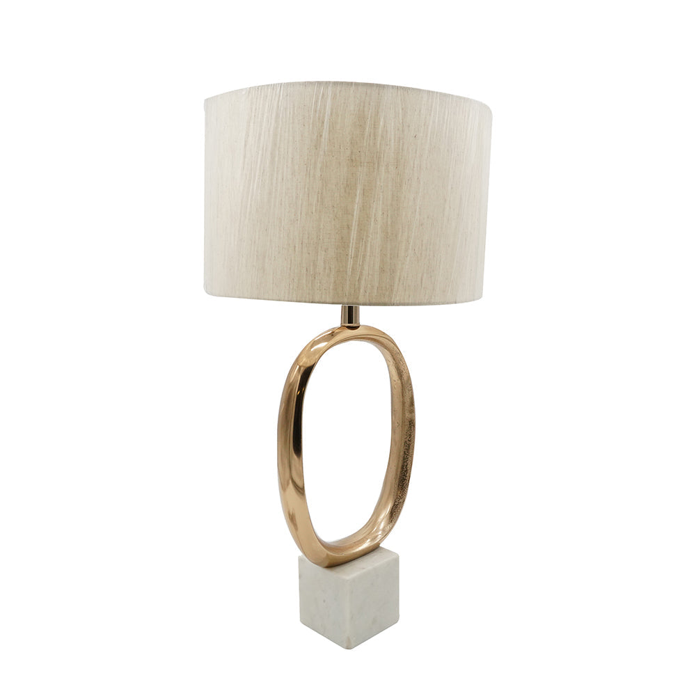A&B Home 14" x 29" Bundle of 16 Oval-Shape Gold Cut-Out Metal Table Lamp with Cream Linen Shade