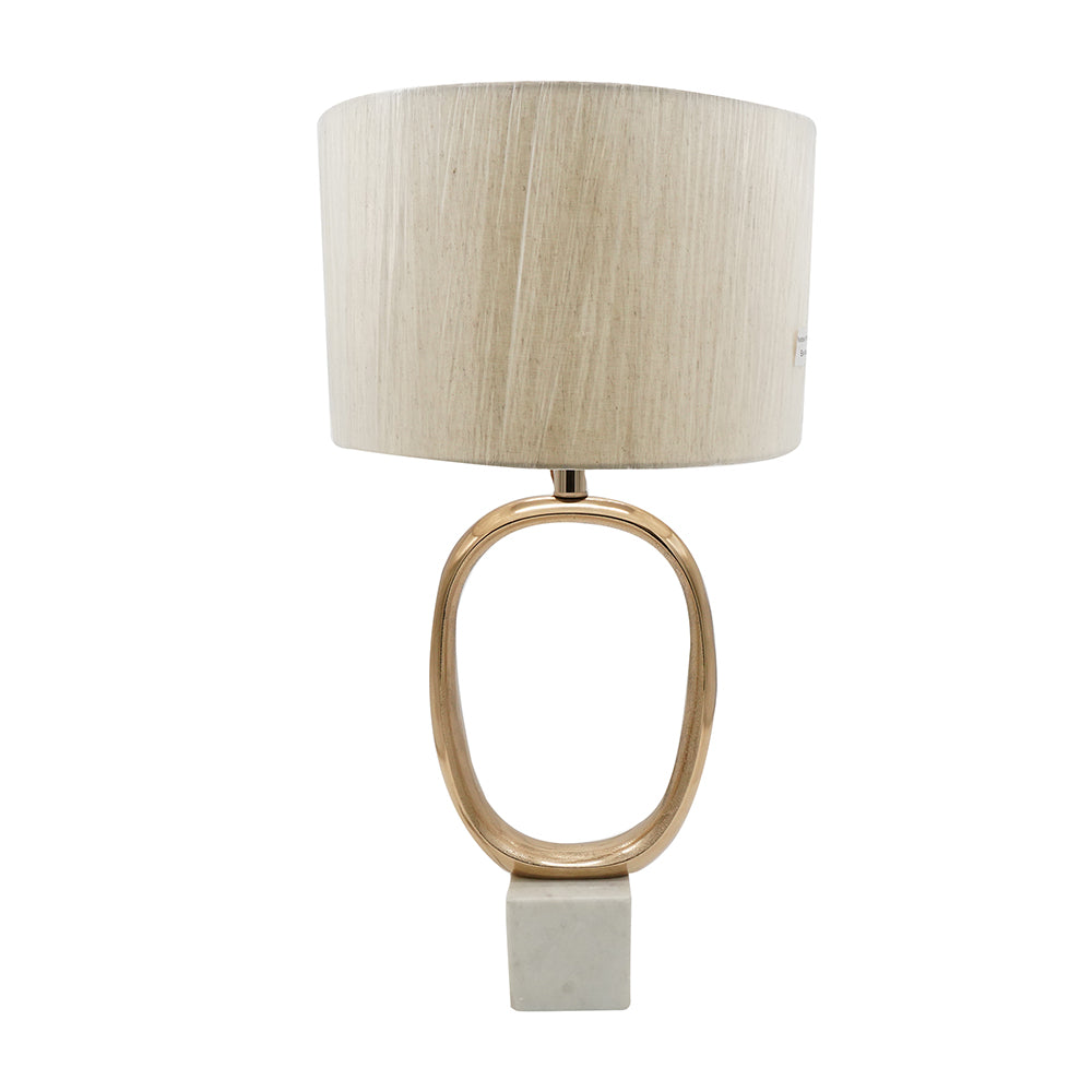 A&B Home 14" x 29" Bundle of 16 Oval-Shape Gold Cut-Out Metal Table Lamp with Cream Linen Shade