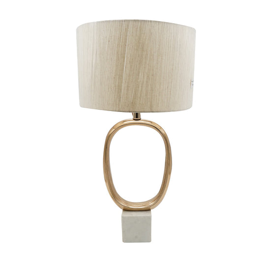 A&B Home 14" x 29" Bundle of 16 Oval-Shape Gold Cut-Out Metal Table Lamp with Cream Linen Shade