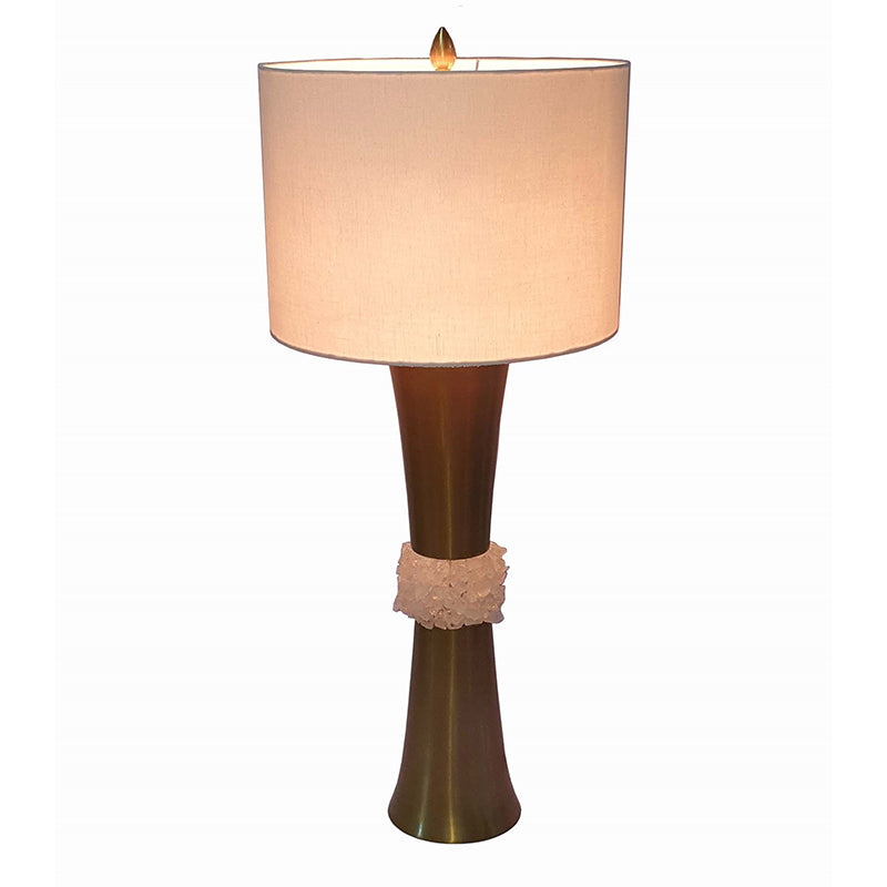 A&B Home 14" x 34" Bundle of 5 Antique Brass Frame With Quartz Table Lamp and White Drum Shade