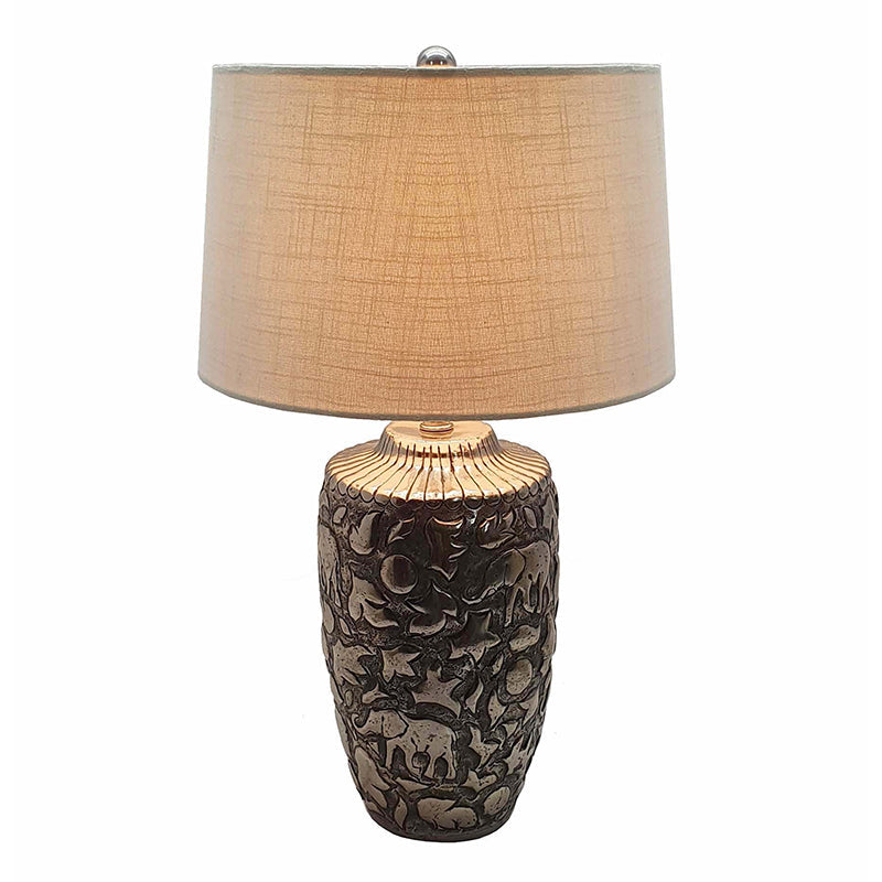 A&B Home 15" x 26" Bundle of 10 Aluminum Embossed Table Lamp With Beige Shade