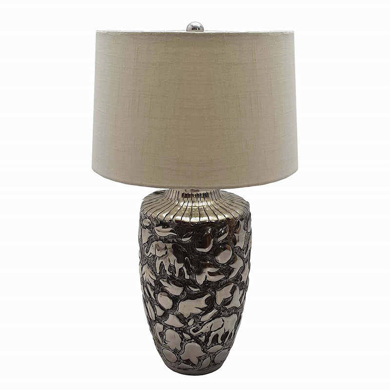 A&B Home 15" x 26" Bundle of 10 Aluminum Embossed Table Lamp With Beige Shade