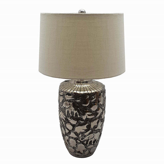 A&B Home 15" x 26" Bundle of 10 Aluminum Embossed Table Lamp With Beige Shade