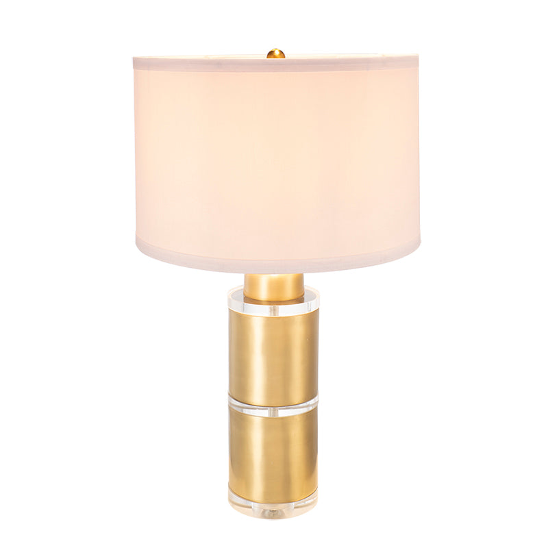 A&B Home 15" x 26" Bundle of 10 Gold and White Cylinder Table Lamp with Drum-Shape Shade