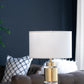 A&B Home 15" x 26" Bundle of 10 Gold and White Cylinder Table Lamp with Drum-Shape Shade