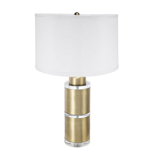 A&B Home 15" x 26" Bundle of 10 Gold and White Cylinder Table Lamp with Drum-Shape Shade