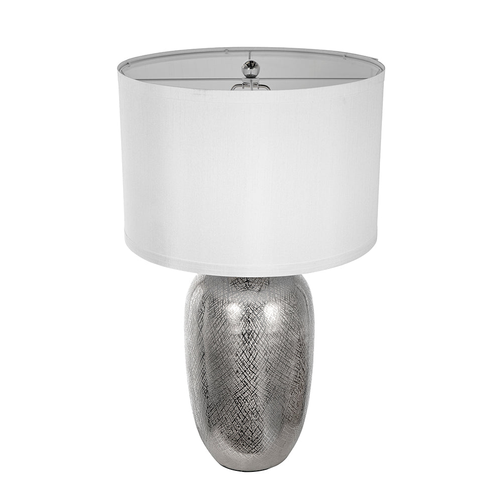 A&B Home 15" x 26" Bundle of 11 Round Silver Base Table Lamp With White Drum-Shaped Shade