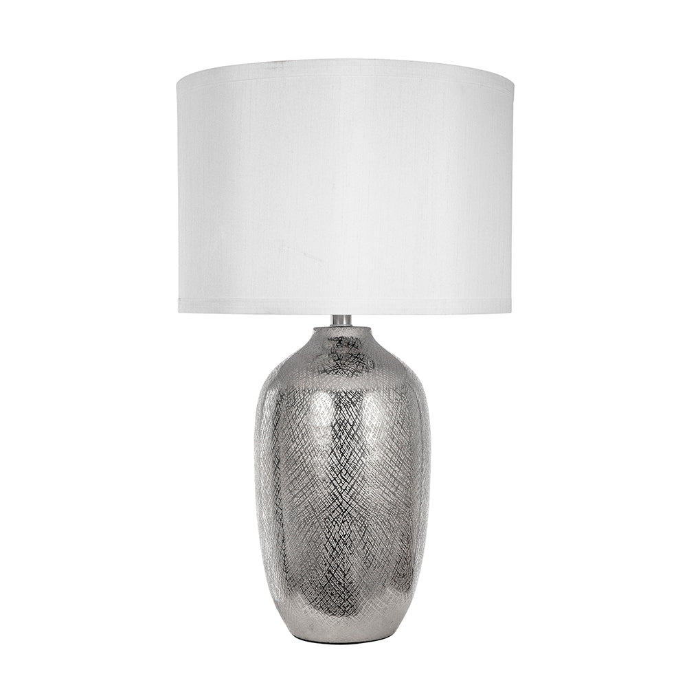 A&B Home 15" x 26" Bundle of 11 Round Silver Base Table Lamp With White Drum-Shaped Shade