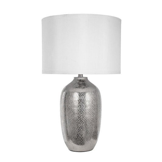 A&B Home 15" x 26" Bundle of 11 Round Silver Base Table Lamp With White Drum-Shaped Shade