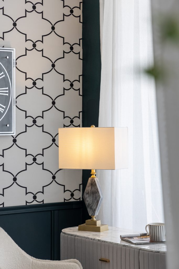 A&B Home 15" x 26" Bundle of 12 Black and White Marble Base With Gold Accent and Rectangular White Shade