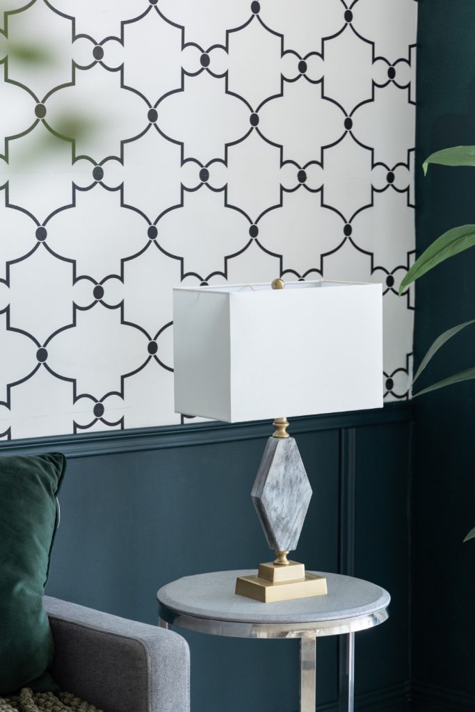 A&B Home 15" x 26" Bundle of 12 Black and White Marble Base With Gold Accent and Rectangular White Shade