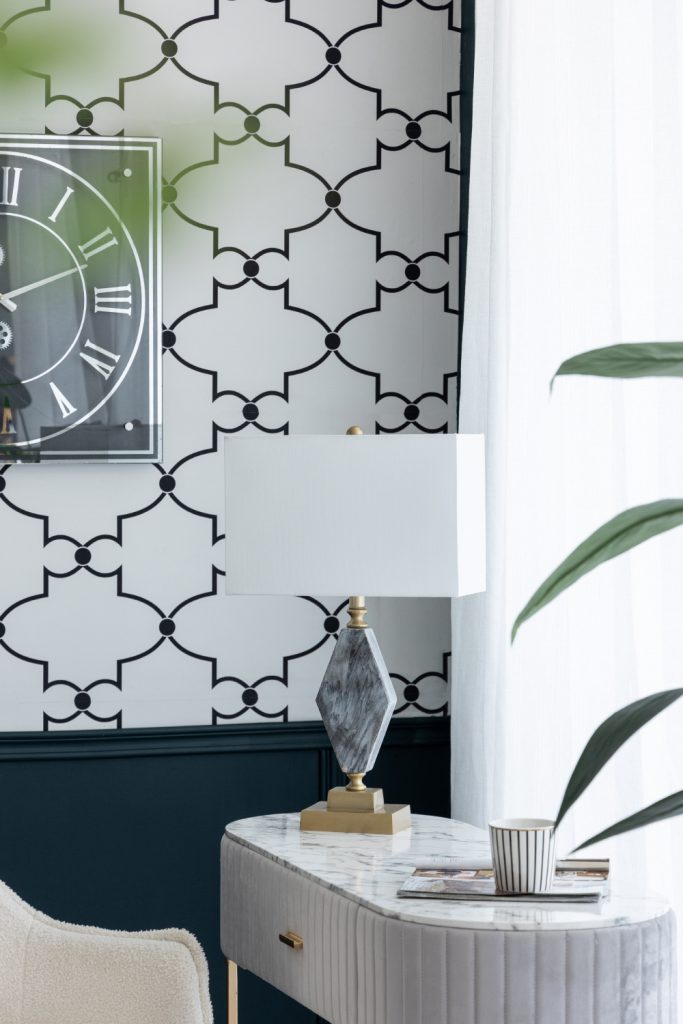A&B Home 15" x 26" Bundle of 12 Black and White Marble Base With Gold Accent and Rectangular White Shade