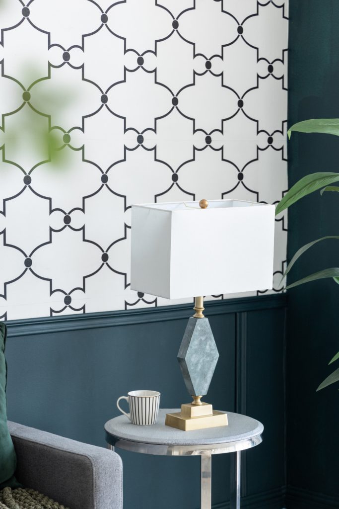 A&B Home 15" x 26" Bundle of 12 Blue Marble With Gold Accent Table Lamp With White Rectangular Shade