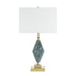 A&B Home 15" x 26" Bundle of 12 Blue Marble With Gold Accent Table Lamp With White Rectangular Shade