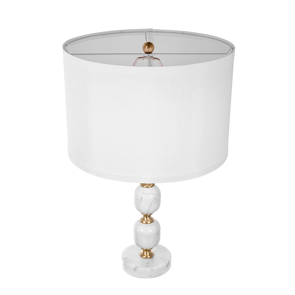 A&B Home 15" x 26" Bundle of 12 Gold and White Marble Base Table Lamp With White Drum-Shaped Shade