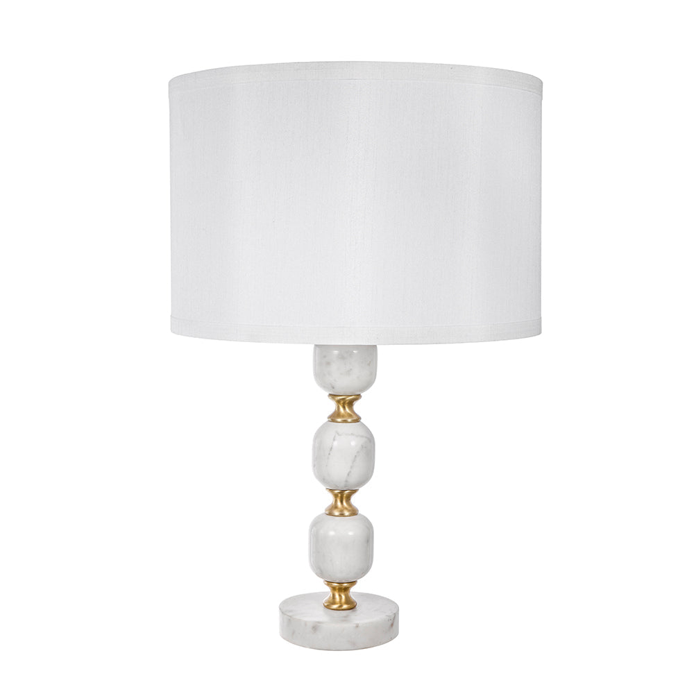 A&B Home 15" x 26" Bundle of 12 Gold and White Marble Base Table Lamp With White Drum-Shaped Shade