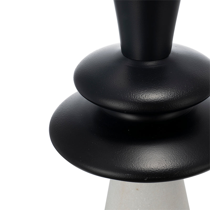 A&B Home 15" x 27" Bundle of 11 Black and White Table Lamp with Two Varying Disc Accents and White Drum-Shaped Shade