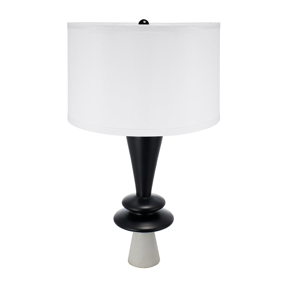 A&B Home 15" x 27" Bundle of 11 Black and White Table Lamp with Two Varying Disc Accents and White Drum-Shaped Shade