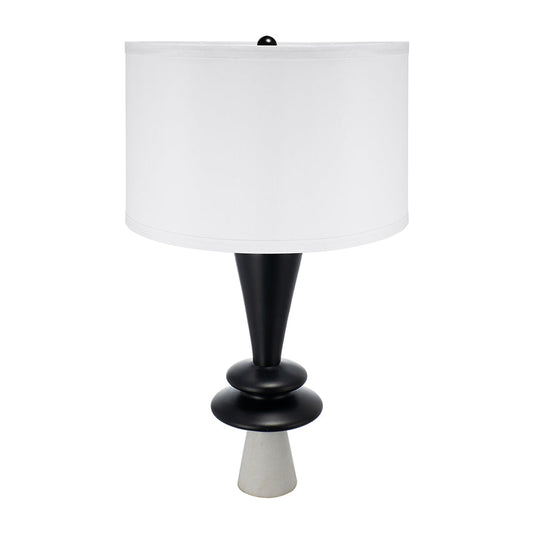 A&B Home 15" x 27" Bundle of 11 Black and White Table Lamp with Two Varying Disc Accents and White Drum-Shaped Shade