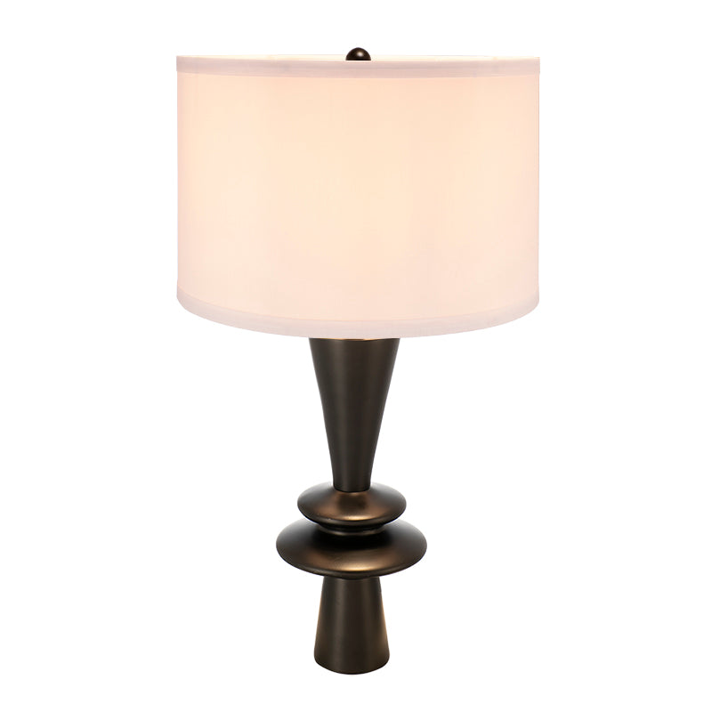 A&B Home 15" x 27" Bundle of 12 Black Table Lamp with Two Varying Disc Accents and White Drum-Shaped Shade
