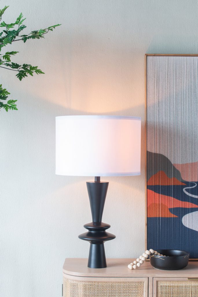 A&B Home 15" x 27" Bundle of 12 Black Table Lamp with Two Varying Disc Accents and White Drum-Shaped Shade