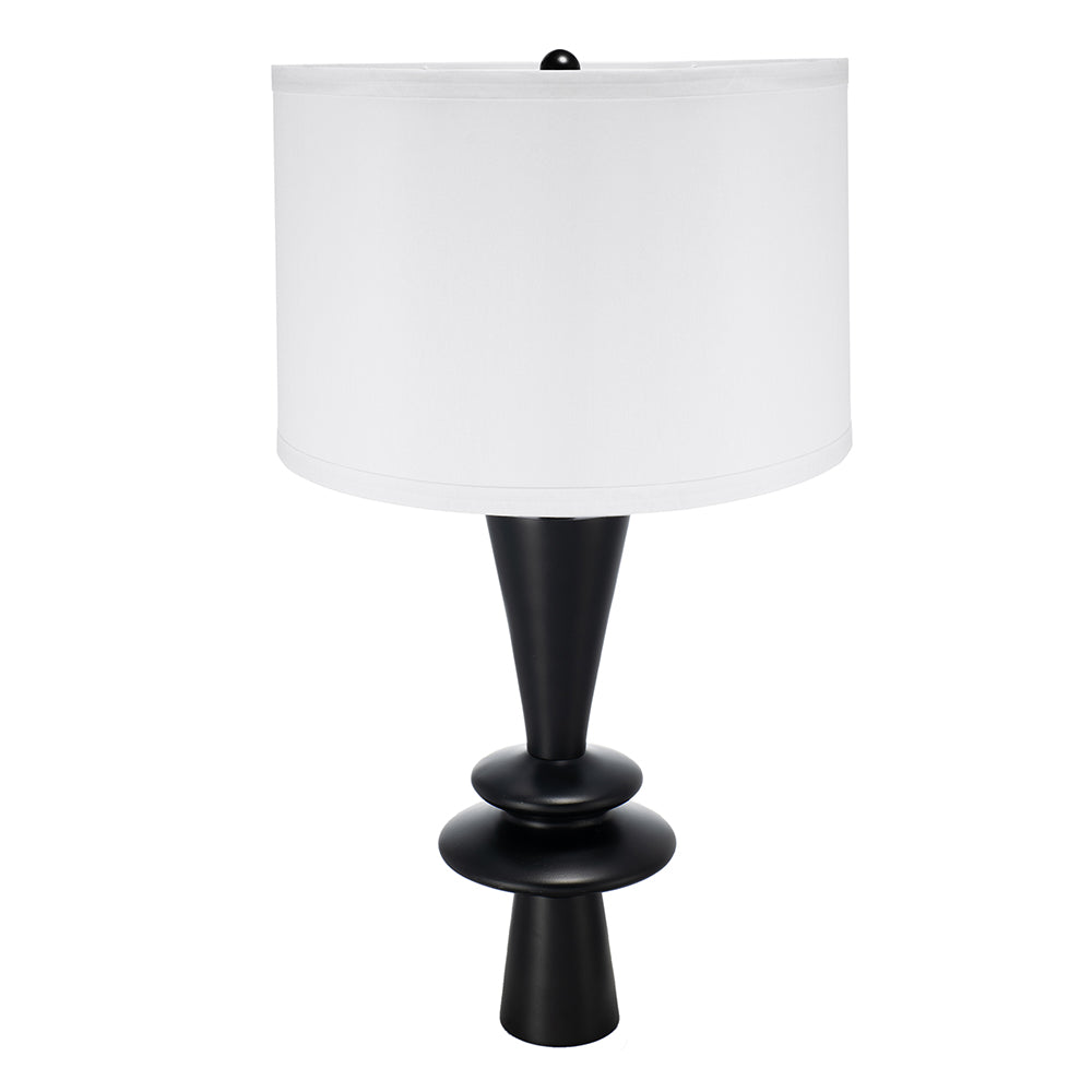 A&B Home 15" x 27" Bundle of 12 Black Table Lamp with Two Varying Disc Accents and White Drum-Shaped Shade