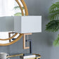 A&B Home 15" x 27" Bundle of 12 Black and Gold Geometric Base With White Rectangular Shade