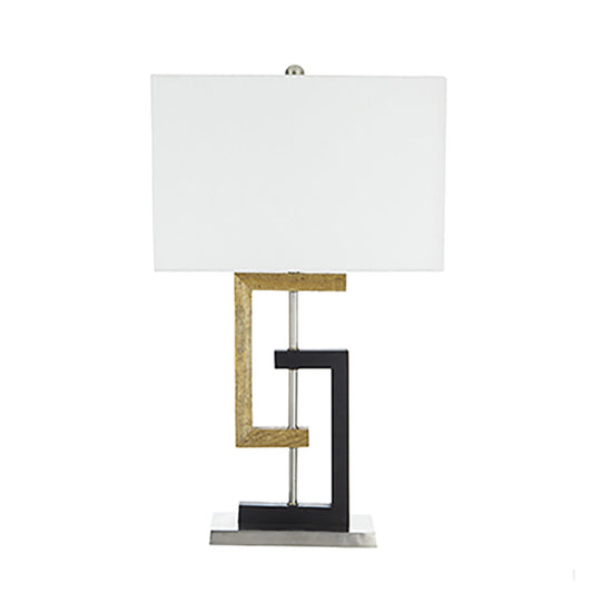 A&B Home 15" x 27" Bundle of 12 Black and Gold Geometric Base With White Rectangular Shade