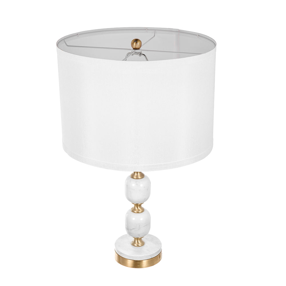 A&B Home 15" x 27" Bundle of 12 Gold and White Marble Base Table Lamp With White Drum-Shaped Shade