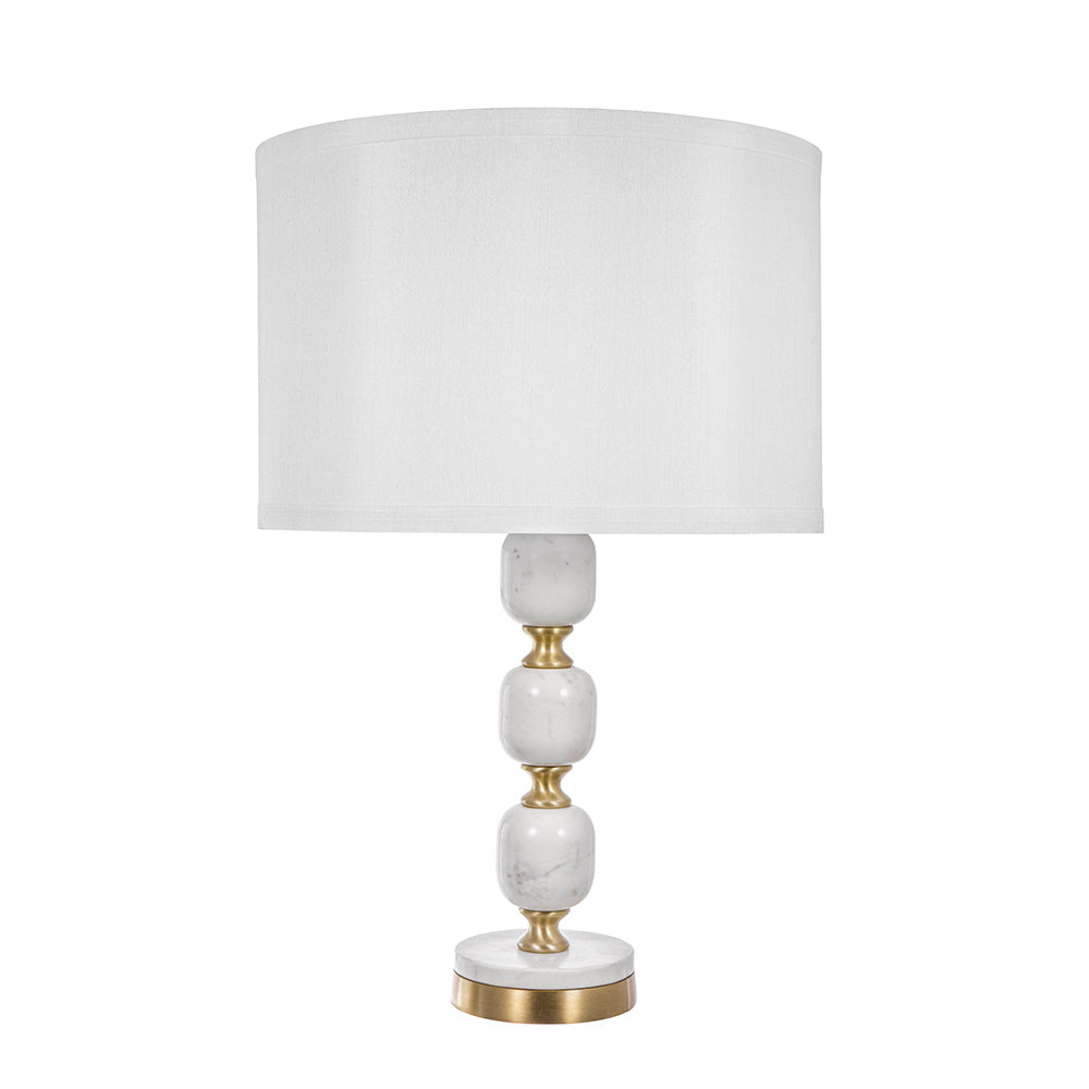 A&B Home 15" x 27" Bundle of 12 Gold and White Marble Base Table Lamp With White Drum-Shaped Shade