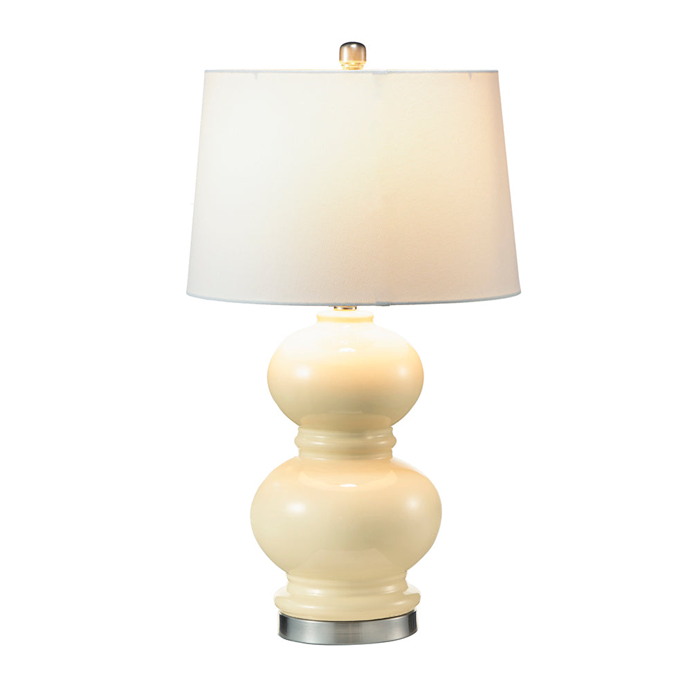 A&B Home 15" x 27" Buttery Yellow Stacked Globe Ceramic Table Lamp With Ivory Drum Shade