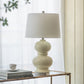 A&B Home 15" x 27" Buttery Yellow Stacked Globe Ceramic Table Lamp With Ivory Drum Shade