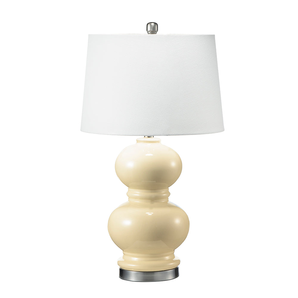 A&B Home 15" x 27" Buttery Yellow Stacked Globe Ceramic Table Lamp With Ivory Drum Shade